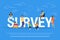 Online survey concept vector illustration of people fulfilling checklist