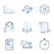 Online survey, Timer and Report document icons set. Histogram, Artificial intelligence and Keywords signs. Vector