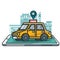 Online taxi tracking concept. Vector illustration decorative design