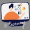 Online teacher explains the charts on monitor. Vector flat illustration for online education, learning, e-learning concept