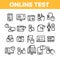 Online Test Collection Elements Icons Set Vector
