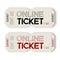 Online ticket in retro style. Old-school ticket for cinemas, screenings, online, parties.