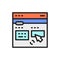 Online translation site flat color line icon.