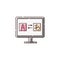 Online translator or language learning website icon with foreign alphabet character