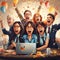 Online Triumphs: Capturing Collective Joy in Virtual Team Celebrations
