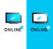 Online tv vector logo. Internet media. Broadcast online vector l