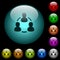 Online users icons in color illuminated glass buttons