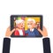 Online video call with old parents or grandparents