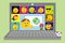 Online virtual class teleconference of emoji students and teacher.