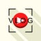 Online vlog logo, flat style