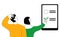 Online voting. A young family makes a choice. Flat illustration