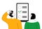 Online voting. A young family makes a choice. Flat illustration