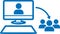 Online webinar icon, Online user icon, Video chat blue vector icon.