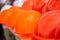 onstruction helmets. Yellow safety helmets. Orange safety helmets construction. Set orange deferential helmet