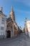 Onze Lieve Vrouw cathedral behind Gruuthuse entrance, Bruges, Belgium