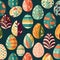 ood themed collection of easter eggs as pattern background