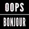 OOPS Bonjour slogan, Holographic and glitch typography, tee shirt graphic, printed design