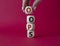 Oops symbol. Concept word Oops on wooden cubes. Businessman hand. Beautiful red background. Business and Oops concept. Copy space