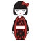 OOriental Japanese geisha doll with kimono with oriental accessories and bow hair element inspired by Asian tradition