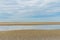 Oostduinkerke, Belgium - November 9, 2020: Seascape with seagulls on the beach the beach