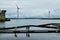 Oosterscheldekering, the netherlands, August 2019. In the Zeeland countryside, wind farms: a particular landscape characterized by