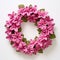 Op Art Fabric Azalea Wreath: Pink And Green Foam Flower Wreath On White Background