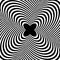 Op-art, optical, visual art vector element. Black and white abstract geometric twisted shape