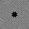 Op-art, optical, visual art vector element. Black and white abstract geometric twisted shape