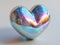 Opal Iridescent 3D Heart Icon. Glossy Neon Raindow Heart Shape.