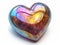 Opal Iridescent 3D Heart Icon. Glossy Neon Raindow Heart Shape.