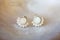 opal and zircone sterling silver earrings on white shell background