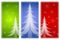 Opaque Christmas Trees on Red Green Blue