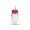 Opaque white reusable glass wit red cover with straw isolated on white backgroud with clipping path .Reduce global warming concept