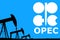 OPEC logo and silhouette industrial oil pump jack
