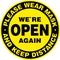 We are Open Again Signage or Entrance Sticker.