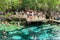 Open air cenote at the Yucatan jungle in Mexico