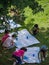 Open air drawing lesson in a Rome park in Italy