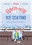 Open air ice skating poster flat vector template
