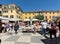 The open air market in Lazise at Garda Lake.