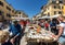 The open air market in Lazise at Garda Lake.