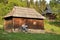 Open-air museum Pirogovo, authentic architecture, couple sitting