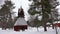 Open air skogs museum in Lycksele in winter in Sweden