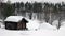 Open air skogs museum in Lycksele in winter in Sweden