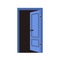 Open ajar door. Entrance and exit, doorway, frame. Doorframe for entering, accessing. Passage, portal, entry, way to