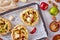 Open apple pies, galettes with apple slices