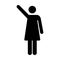 Open arms icon vector female person raised hands symbol in a flat color glyph pictogram