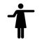 Open arms icon vector female person raised hands symbol in a flat color glyph pictogram