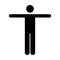 Open arms icon vector male person raised hands symbol in a flat color glyph pictogram