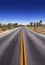 Open asphalt road in the USA national park. Straight asphalt Highway. Joshua Tree national park. High speed