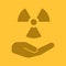 Open with atomic power sign glyph color icon